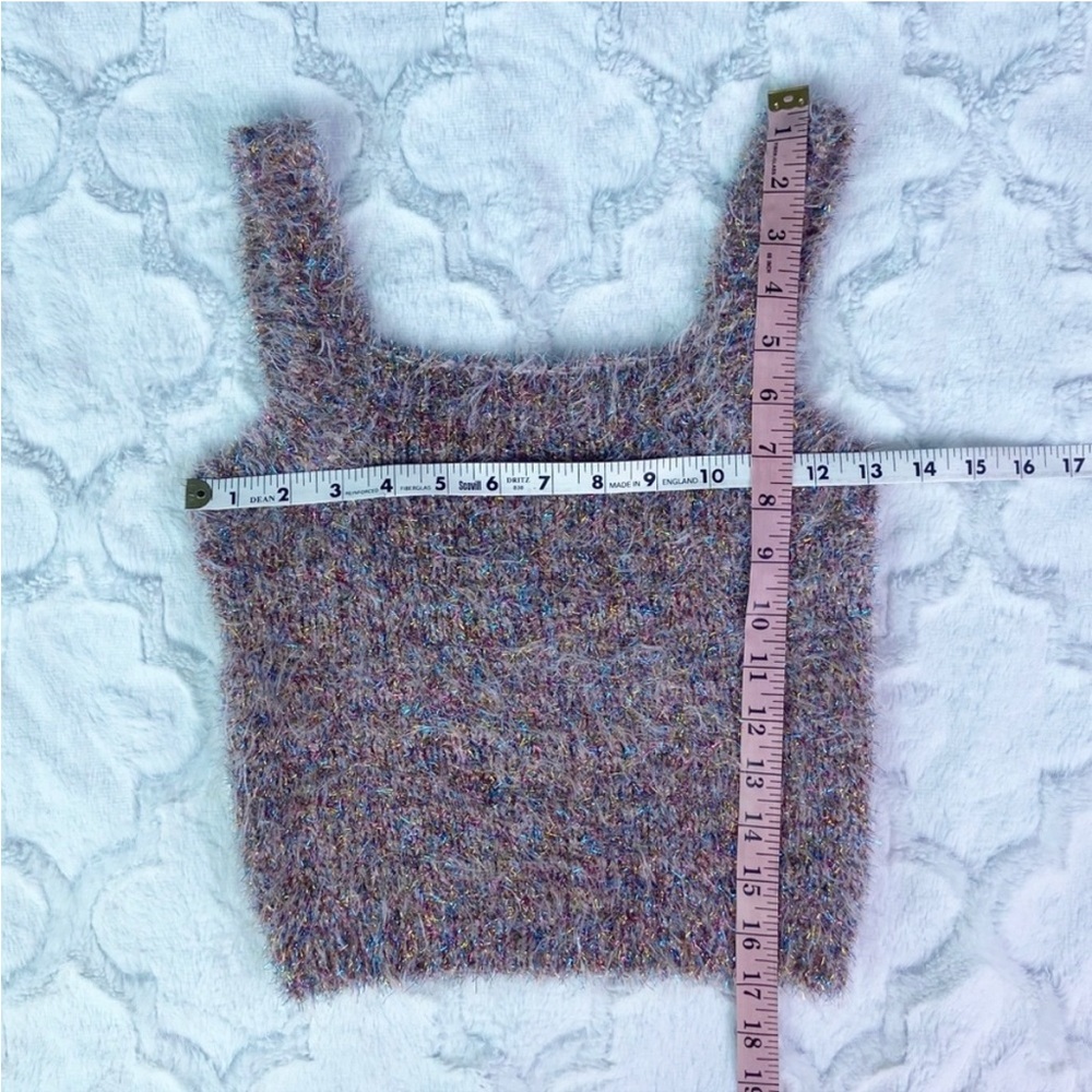 Forever 21 Pink Fuzzy Eyelash Knit Cropped Tank Top Medium - Picture 6 of 6